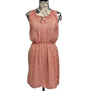 Ann Taylor LOFT Coral Chevron Semi Sheer Blouson Mini Dress Beachy Boho Mature M